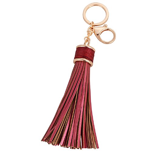 CHMING Women Leather Tassel Keychain Car Keyring Handbag Wallet Accessories