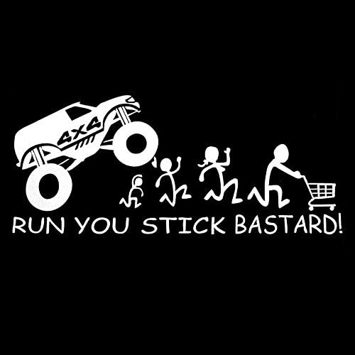 RUN YOU STICK BASTARDS! Figure Your Family Sticker for 4x4 UTE 4WD Decal Decor (white)