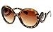 Brown TORTOISE Womens Designer Inspired Round Fashion Sunglasses Baroque Swirl