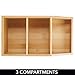 mDesign Bamboo Wood Food Storage Bin with Divided 3 Compartments and Sloped Front for Kitchen Cabinet, Pantry, Shelf to Organize Seasoning Packets, Powder Mixes, Spices, Snacks - Natural