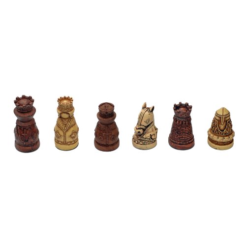 WE Games Medieval Chess Set - Polystone Pieces with Distressed Wooden Board 15 in.