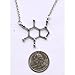 Pewter Caffeine Molecule Cast Necklace Gift Packaged in a Glass Topped Box with informational Card