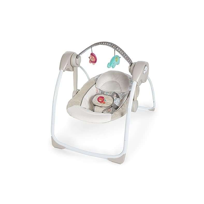 Ingenuity Soothe ‘n Delight 6-Speed Compact Portable Baby Swing with Music and-Toy Bar, Folds for Easy Travel – Cozy…