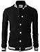 H2H Mens Slim Fit Varsity Baseball Bomber Cotton Lightweight Premium Jacket Cmoja083-jetblack Medium