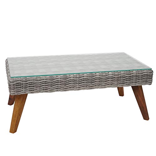 Mendler Poly-Rattan Garnitur HWC-E93, Garten-/Lounge-Set, Spun Poly halbrundes Rattan Akazie Holz FSC grau Kissen… – Bild 4