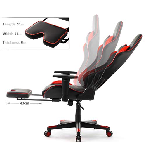 IntimaTe-WM-Heart-Sedia-Gaming-Sedia-da-Ufficio-ergonomica-Sedia-per-Computer-Sedia-da-Gioco-Sedia-da-a-Corsa-Sedia-Girevole-con-poggiapiedi-Rosso