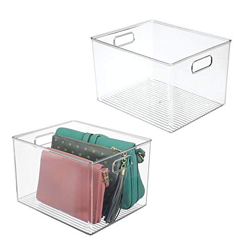 Photo 1 of mDesign Plastic Home Storage Basket Bin with Handles for Organizing Closets