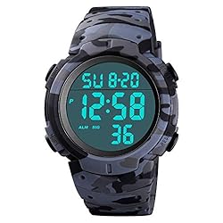 Mens Digital Sports Watch LED Screen Large Face