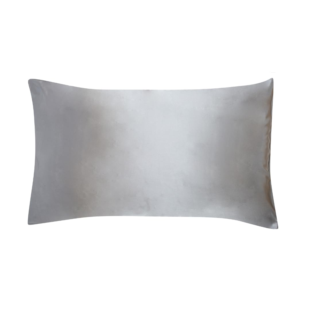 SMUG Grey Satin Pillow Case | Improves Appearances of Skin & Hair | 100% Super Soft Polyester | Satin Pillow Cover With Envelope Closure & Fade Resistant | Soft as Silk (Single, Grey)