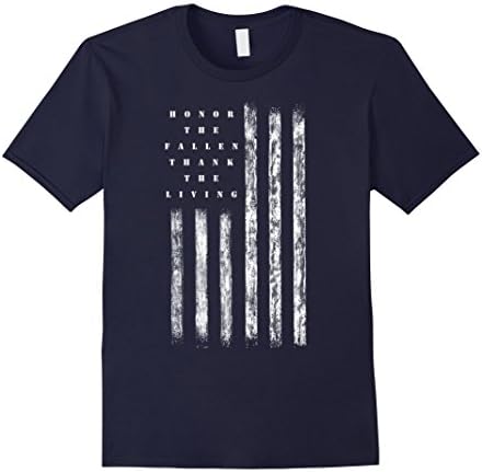 Mens Veteran Shirt Honor the Fallen Thank the Living Memorial Day Large Navy