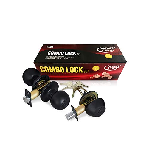 Grip Tight Tools ED07-6 36 Total, (6-Pack, Black Combo Entry Lock Set Door Knob and Double Cylinder Deadbolt Alike: KW1 Keyway with 18 Keys Included, 6 Pack, 6 - Thumbnail 3