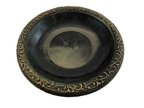 Tierra Garden 4-8184T Gloss Bird Bath Bowl with Matte Rim, Dark Green