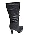TOP Moda Womens Page-43 Mid Calf Round Toe Slouched High Heel Boots, Black 8