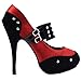 Show Story Black Red Two Tone Metal Stud Buckle High Heel Stiletto Platform Pumps,LF30438RD40,9US,Red