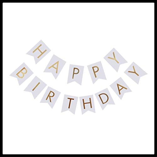 New 2017 Happy Birthday Banner: White and Gold, Durable, Elegant, Decorations, Garland, High Quality, Shiny, Party Decorations, Kids Party, Beautiful, Verstatile, Pastel, Unique, Premium