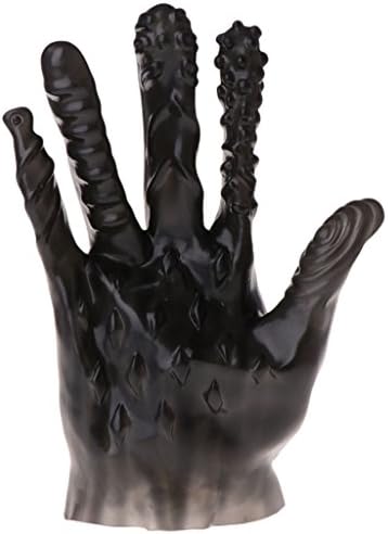 Yasheep Five-Finger Massage Gloves - Massage Toys for Couples -Halloween Adult Self-Pleasure Flirting Vibrating Gloves (Black)