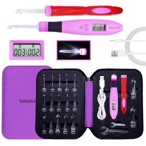 Photo 1 of 17 Sizes Digital Crochet Hooks with Counter 2.50~14.0mm, Lighted Crochet Hooks for Stitch & Row Counting
