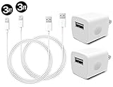 Certified USB 5W 1A Travel Power Wall Charger with 3 Feet / 1 Meter Lightning to USB Cable (2 Pack)