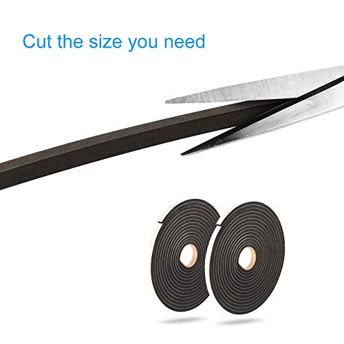 2 Pack Foam Seal Tape for Door Window Insulation, Soundproof and Shockproof Foam Adhensive Strip, 3/8"Wx3/16"T Single Sided Foam Tape, Cold Air and Draft Closed Cell Seal StripTotal 32FT YIJU ...
