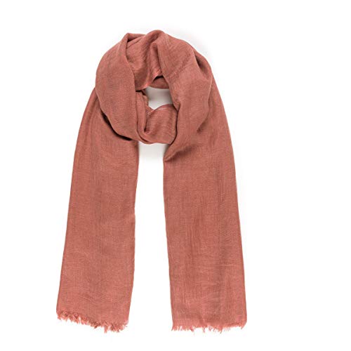 Scarves for Women: Lightweight Elegant Solid colors Fashion Scarf by MIMOSITO (2 Fringed Edges, Rusty Red)