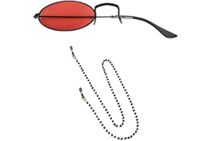 Monocular Glasses with Chain Devil Horns Hair Clips Monocle Alastor Costume Accessories for Halloween Cosplay