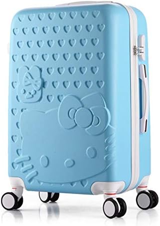 2PCS/SET Lovely 14" Cosmetic bag hello Kitty 20/22/24/28 inch girl students trolley case Travel luggage woman rolling suitcase,Sky blue,28"