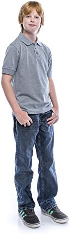 ALL Polo Big Boy's Short Sleeve 3 Button Plain Polo Shirts for Boys, Size 18, Heather Grey