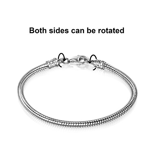 925 Sterling Silver Snake Chain Bracelet for European Bracelets Charms Bead Size 7.8inch