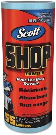 Scott 75147 Shop Towels, Standard Roll, 10 2/5 X 11, Blue, 55/Roll, 12 Rolls/Carton