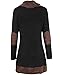 Styleword Women's Long Sleeve Drape Scarf Neck Patchwork Casual Tunic Top(Black,XL)