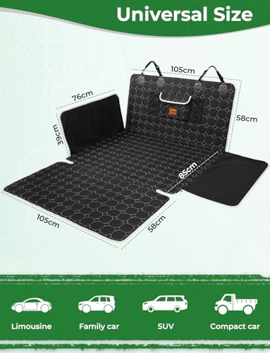 KYG Telo Auto per Cani, Telo Cane Auto Bagagliaio con Laterale e Paraurti, Antiscivolo Impermeabile Resistente ai Graffi, Universale per Bagagliaio Auto, SUV, Station Wagon, Furgoni, 200 * 105cm