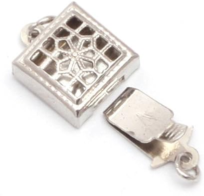 GEM-inside 9mm 1Pcs 14k White Gold Filled DIY Jewelry Making Square Filigree Flower Clasp Finding