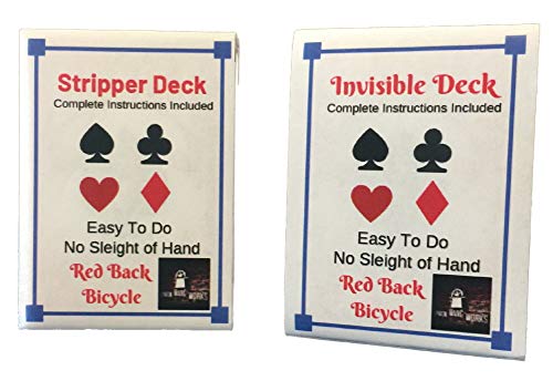 London Magic Works (RED Stripper Deck, Invisible Deck, and Over 125 Tricks Combo with Two Decks and Tricks That