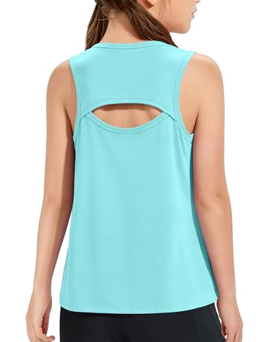Hvididan Girls Athletic Tank Tops Sleevless Crewneck Active Tank Tops for Girls Running Tennis Shirts 11-12 Years,Mint Green at Amazon