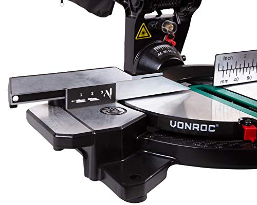 VONROC Kapp- und Gehrungssäge 1700W - Ø 216 mm Sägeblatt mit 40 Sägezähnen - mit Laser – Bild 7