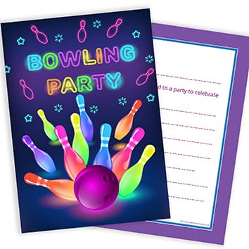 Olivia Samuel 20 x Neon Bowling Party Invitations from Ready to Write with Envelopes