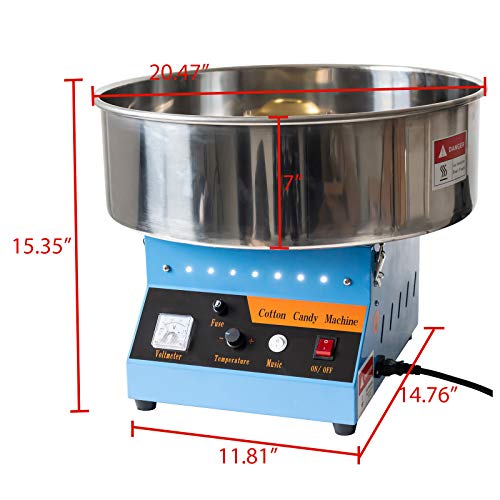 AJO Electric Commercial Quality Cotton Candy Machine and Candy Floss Maker (Blue)