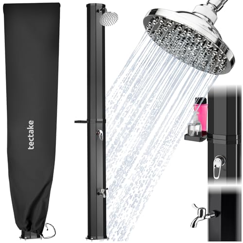 ® Ducha Exterior Jardin, Resistente a la Intemperie, Temperaturas Altas, Alcachofa 360°, Grifo de Ducha Jardin para Pies, Conexión para Manguera, Ducha Solar Exterior - 35 L Negro