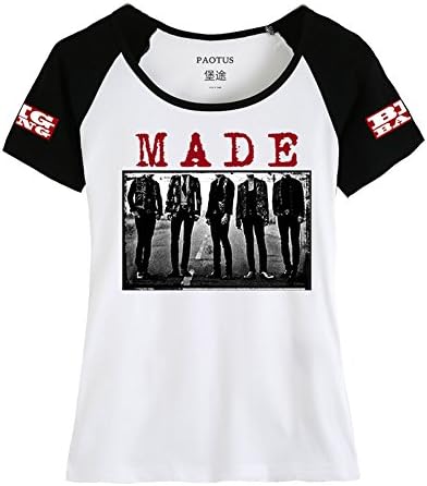 Women's Girl's Fashion Kpop Bigbang Fanmade T Shirt Gdragon GD Tee Tops (US XS=Asia S, Splicing)