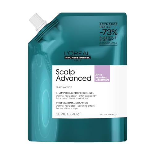 L'Oréal Professionnel, Recharge Shampoing Anti-Inconfort & Démangeaisons, +83% d'Apaisement du Cuir Chevelu et +49% d'Hydratation, Soin Dermo-Régulateur, Cuirs Chevelus Sensibles, Sans Silicone, 500ml