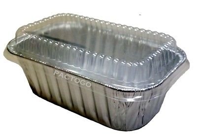 Handi-Foil 1 lb. Aluminum Foil Mini-Loaf/Bread Baking Pan w/Clear Low Dome Lid (pack of 12)