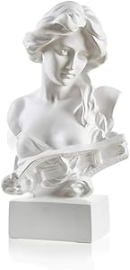 Resin Sculpture,Elegant Girl Character Plaster Head Bust Portrait Statue Art Decor Sketch Sculpture Living Room Wine Cabinet Ornament