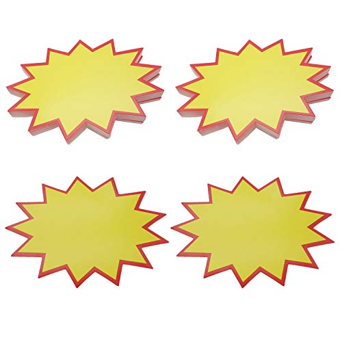 Pack of 100 Blank Retail Sale Signs Price Tags Yellow Signs Tags for Advertisements, Displays - Thumbnail 3