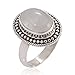 925 Oxidized Sterling Silver Natural Moonstone Gemstone Oval Rope Edge Vintage Band Ring Size 8