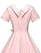 GownTown Women's 1950s Vintage Dresses Bridesmaid Stretchy Swing Dresses with Belt Pink
