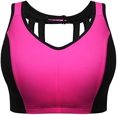 Sports Bra Plus Size Large Busts No Padding Full Support High Impact Wired for Woman Girls (Black/Pink, 40DD)