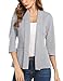 Concep Women's Casual Work Solid Color Knit Blazer 3 4 Sleeves Open Front Suit Jacket (Grey, S)