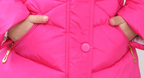 Child Kids Girls Winter Warm Jackets Snowsuit Hooded Windbreaker Outwear with Soft Fur Hoodies for 3-12 Years Old (Rose, 3-4T/(Fit Height:41"-45")/Tag120)