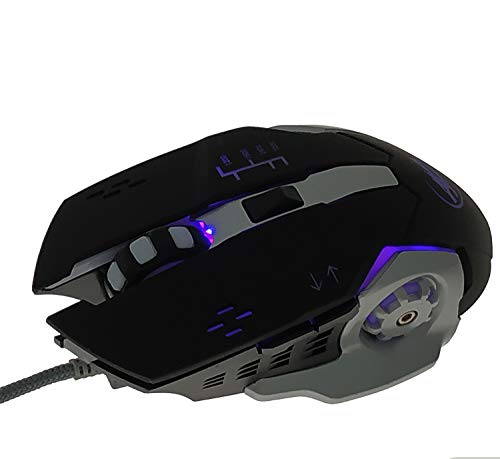 High Precision DPI Symmetrical Optical USB Wired Mouse with 7 Soothing LED Colors, 6 Buttons,Ergonomic