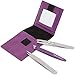 BEST TWEEZERS SET - Includes CASE With Magnified Mirror and Ebook - Pointed, Silver Slanted and Purple Slant Designs. For Prime Precision plucking. For Beautiful Eyebrows and Women